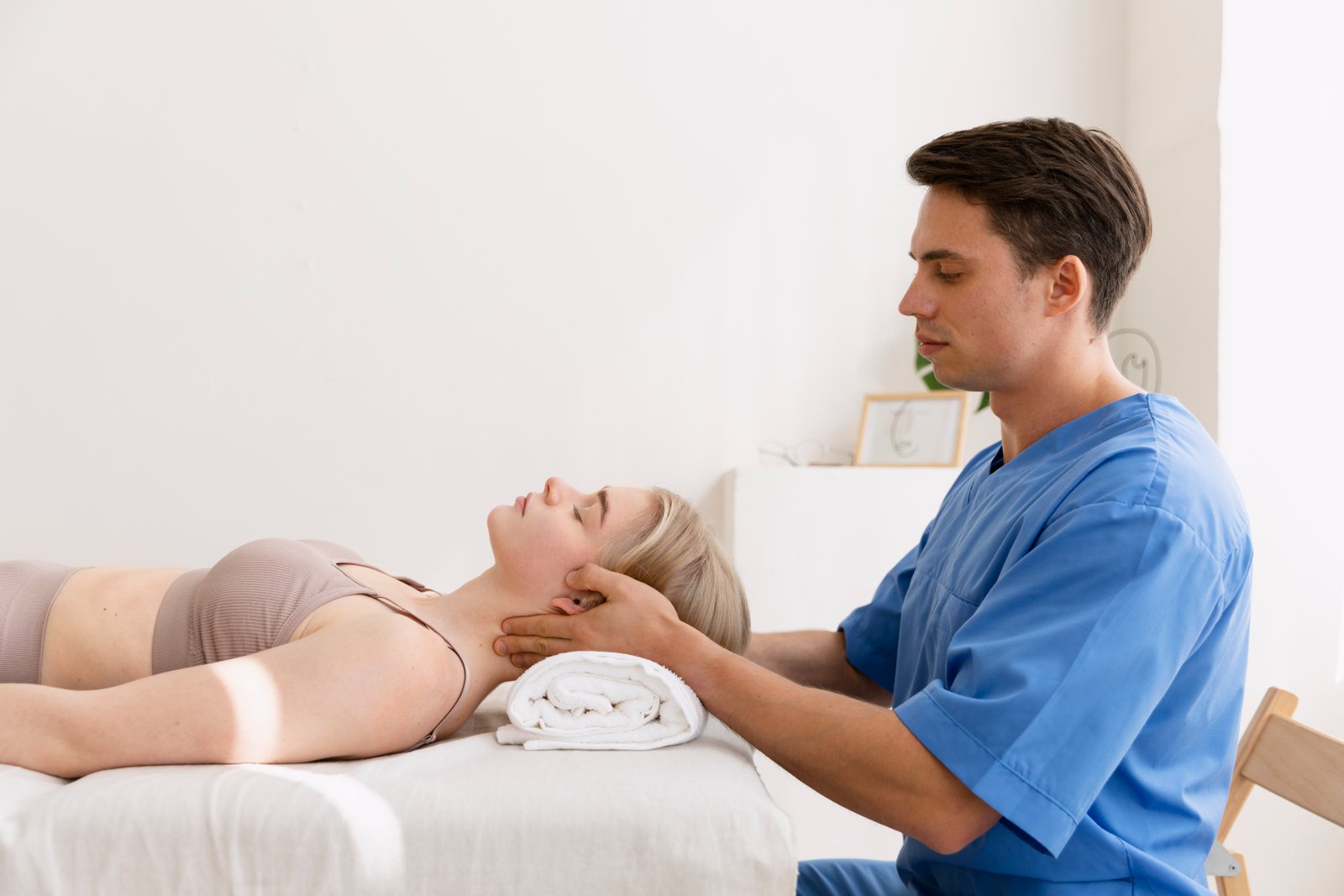 Practitioner with a patient during an osteopathy session